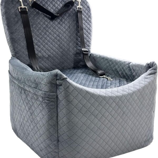 Small Medium Dog Car Seat Memory Foam Sponge Booster for Medium Dogs Under 35 lbs Ensure Comfort with Thick Cushion Detachable Washable Dog Bed Pet Car Seat with Storage Pockets for Toys Food