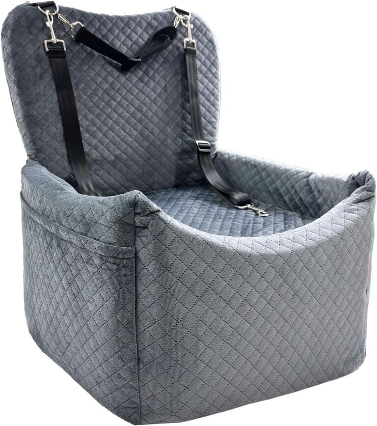 Small Medium Dog Car Seat Memory Foam Sponge Booster for Medium Dogs Under 35 lbs Ensure Comfort with Thick Cushion Detachable Washable Dog Bed Pet Car Seat with Storage Pockets for Toys Food