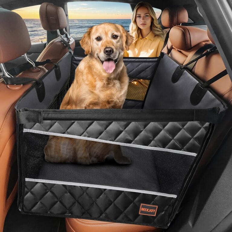 MIXJOY Dog Car Seat for Large Medium Dogs, Back Seat Extender for Pets, Waterproof Pet Carseat for Medium Sized Dog, Hammock for Pet, with Storage Pocket for Cars/SUV/Truck(L)