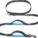iYoShop Retractable Hands Free Dog Leash - Dual Handle Bungee Waist Leash for Small, Medium and Large Dogs (Medium/Large, 25-150 lbs, Black)