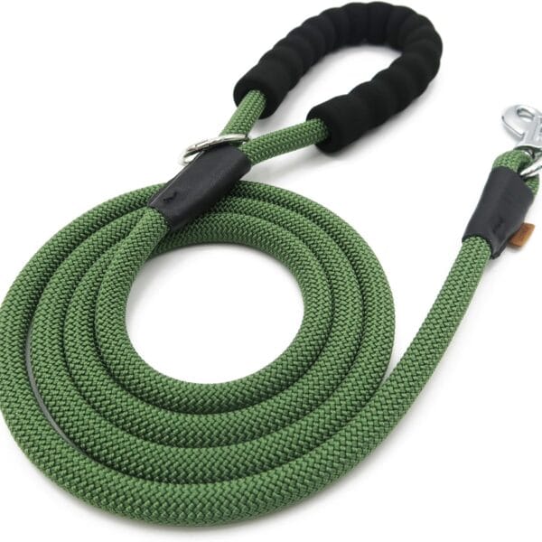 Dog Leash, Braided Rope Traction  Walking Training Lead for Medium/Large Dogs ((1/2") x 6FT, Dark Green)