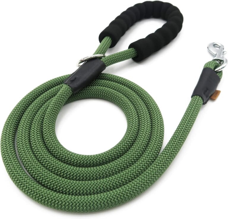 Dog Leash, Braided Rope Traction  Walking Training Lead for Medium/Large Dogs ((1/2") x 6FT, Dark Green)