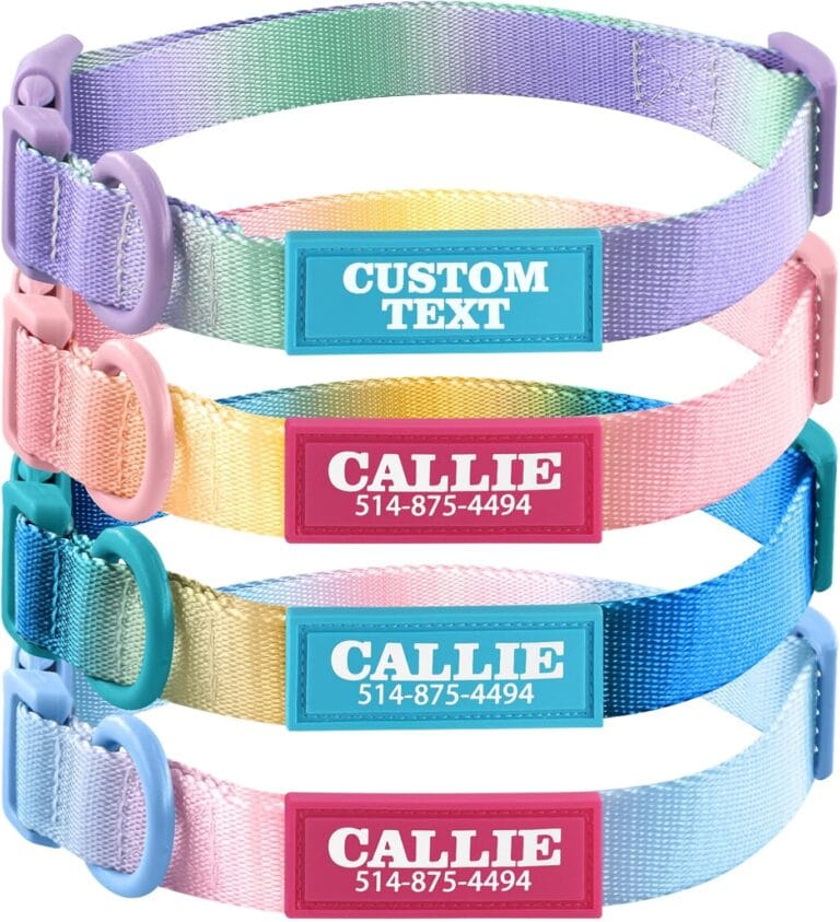 Personalized Dog Collars for Large, Medium and Small Dogs with Custom Name Tags and Phone Numbers, Gradient Adjustable Pet Collar, Sizes S-L
