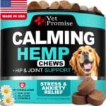 Advanced Calming Chews for Dogs - Hemp Dog Calming Chews - Anxiety Relief with Melatonin - Stress & Separation Anxiety - Sleep Aid + Hip and Joint Supplement Support - Made in USA - 70 Treats