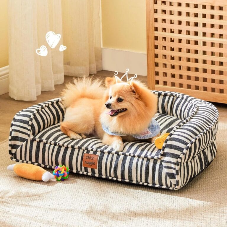 Dog Bed for Small Medium Dogs - Washable Canvas Puppy Beds, Breathable & Low-Step Entry Easy for Senior Dog, 28x23x6.5inches
