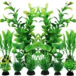 PietyPet Fish Tank Accessories Green Plants, 10pcs Green Fish Tank Decorations, Aquarium Decor Plastic Plants