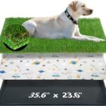 Reusable Dog Loo System with Artificial Grass Turf&Pee Pads&Tray, for Puppy Potty Training is Portable&Easy to Clean,35x23in Large Dog Litter Box Toilet for Indoor/Outdoor use(35.6''x23.6'')