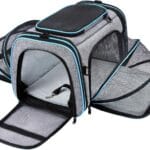 Airline Approved Pet Carrier, Large Soft Sided Pet Travel TSA Carrier 4 Sides Expandable Cat Collapsible Carriers with Removable Fleece Pad and Pockets for Cats Dogs and Small Animals