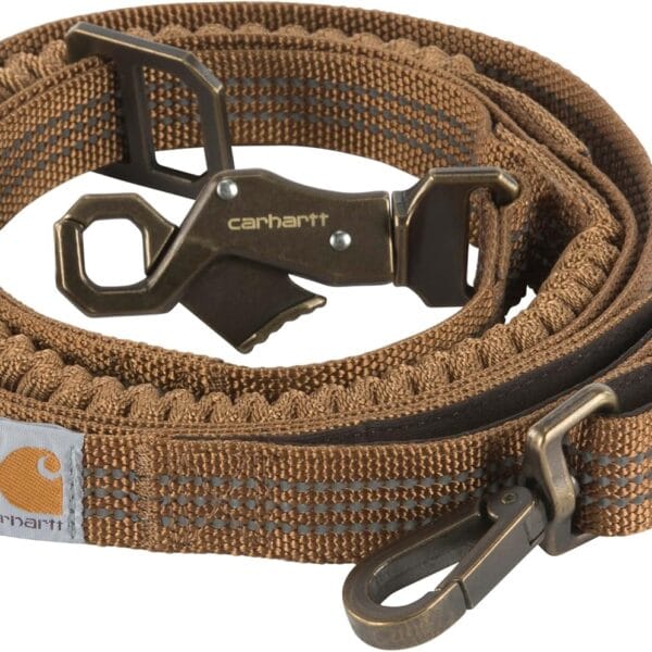 Carhartt Pet Durable Nylon Webbing Shock Absorbing Leash for Dogs, Reflective Stitching for Visibility, Carhartt Brown (Shock Absorbing), Large
