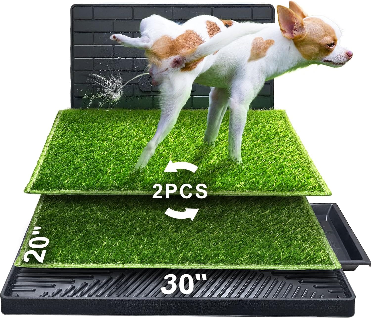 Hompet Dog Potty For Indoor Or Porch, 2 Pcs Artificial Grass Training Pads With Pee Baffle, Reusable, Alternative To Puppy Pads, Portable Dog Litter Box For Small/Medium Dogs Hompet Dog Potty for Indoor or Porch, 2 Pcs Artificial Grass Training Pads with Pee Baffle, Reusable, Alternative to Puppy Pads, Portable Dog Litter Box for Small/Medium Dogs
