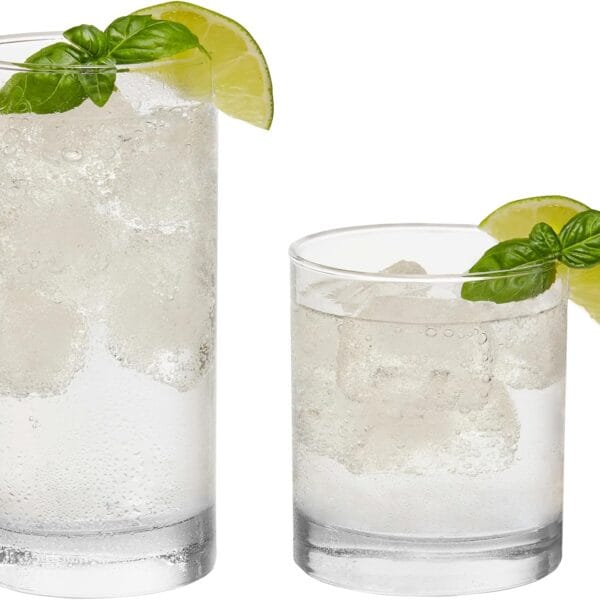 Libbey Province Tumbler and Rocks Glass Set, Elegant Drinkware Glasses Set, Tall Drinking Glasses with Modern Lines, Drinking Glasses Set of 16, 16-Piece