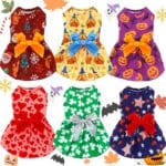 Frienda 6 Pack Valentines Day Dog Costume St. Patrick's Independence Day Christmas Halloween Thanksgiving Dress Bow Puppy Pack Girl Cat Birthday American Flag Dog(S (3-5lbs))