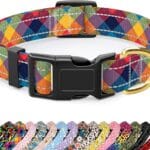 Reflective Dog Collar for Medium Dogs, Cute Boho Adjustable Heavy-Duty Nylon Puppy Collar for Boy and Girl Female, Soft Pet Accessories with Quick Release Buckle, Colorful Tartan