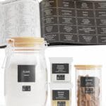 284 Pantry Labels with 112 Expiration Date Labels for Food Containers, Preprinted Stickers Booklet for Storage Bins, Minimalist Kitchen Labels for Organizing