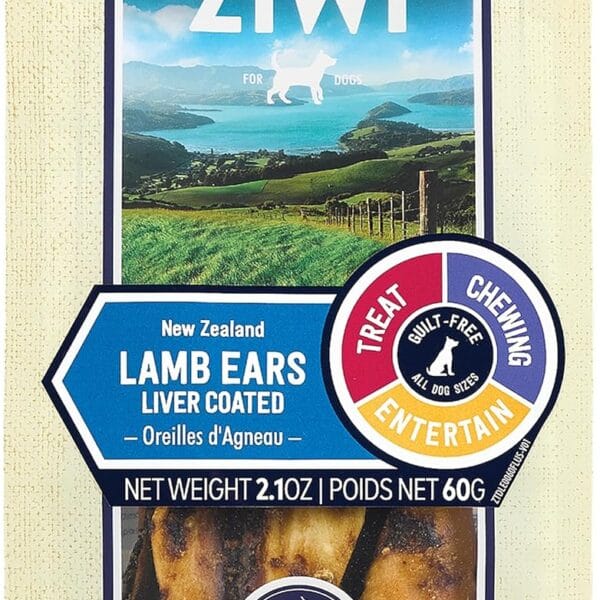 ZIWI Dog Chews and Treats  Lamb Ears - All Natural, Air-Dried, Single Protein, Grain-Free, High-Value Treat, Snack, Reward 2.1 Ounce (Pack of 1)