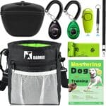 BARKIE Dog Training Kit - Treat Pouch, Pet Training Fanny Pack, 2 Puppy Training Clickers, Ultrasonic Silent Whistle, 2-in-1 Whistle Clicker, Clicker Training Guide Booklet, Dog Poop Bag (Black)