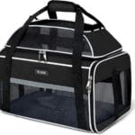 Lekereise Top-Expandable Pet Carrier - TSA Airline Approved Soft Sided Underseat Up to 15lbs Travel Carriers for Small Cats and Dogs with Locking Safety Zippers Anti-Scratch Mesh Black