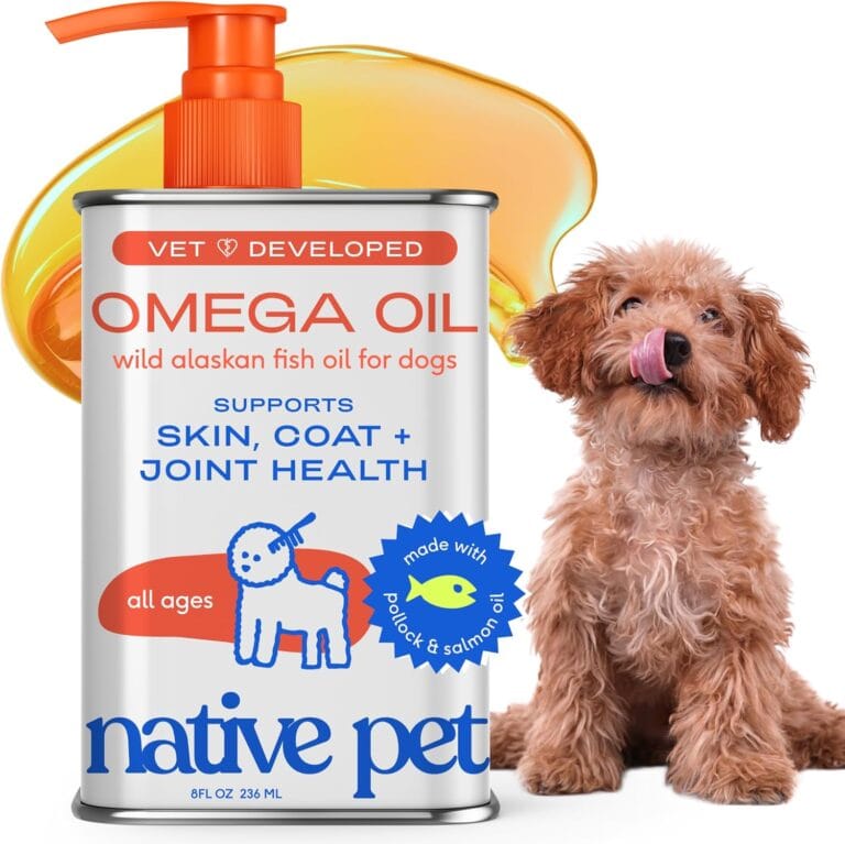 Native Pet Omega 3 Fish Oil for Dogs & Cats - Promotes Healthy Skin, Shiny Coat, & Strong Joints - Made with Wild Alaskan Salmon Oil for Dogs  Tasty, Fast-Absorbing Omega 3 6 9 Liquid Supplement-16oz