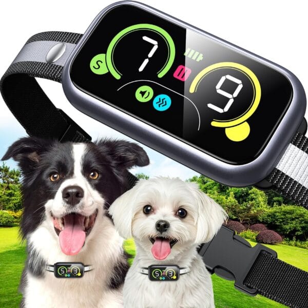 Dog Bark Collar, Smart Barking Collar with 4 Modes, 7 Adjustable Sensitivity for Barking Howling Whining, Automatic Anti Barking Device for Large Medium Small Dogs IP67 Waterproof for Indoor & Outdoor