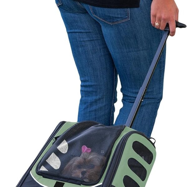 Pet Gear I-GO2 Escort Roller Backpack, Travel Carrier, Car Seat for Cats/Dogs, Mesh Ventilation, Included Tether, Telescoping Handle, Storage Pouch, Willow