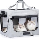 Extra Large Cat Carrier for 2 Cats, Collapsible Soft Sided Pet XL Crate for Large Mudium Big Cat 20lbs+, Car Travel Portable Bag for Long Trips Ride 24"x16.5"x16.5"