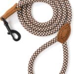 Mile High Life Rope Leash with Genuine Leather Connection, 6 FT/5 FT/4 FT, Heavy Duty Leash for Medium & Large Dogs (Brown, 48 Inch)