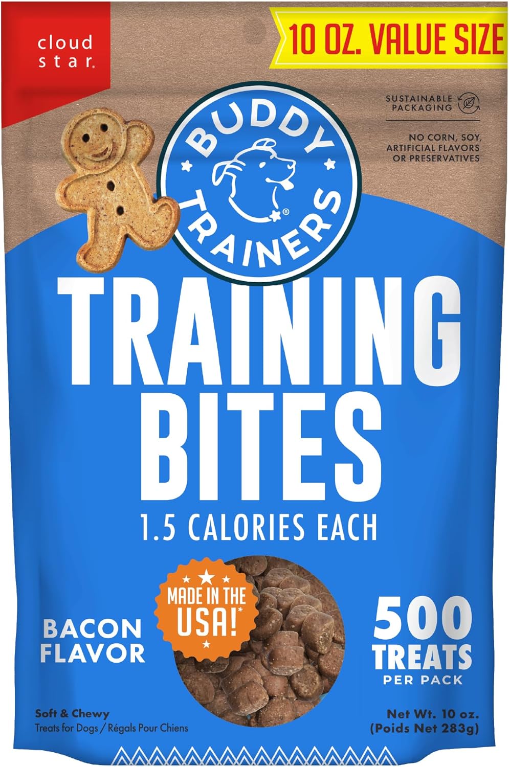 Buddy Biscuits Trainers 10 Oz. Pouch Of Training Bites Soft & Chewy Dog Treats Made With Bacon Flavor Buddy Biscuits Trainers 10 Oz. Pouch of Training Bites Soft & Chewy Dog Treats Made with Bacon Flavor