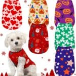 Xuniea 6 Pieces Holiday Dog Shirt Halloween Dog Clothes Fall Thanksgiving Pet Outfit Costumes Seasonal Puppy Festival Vests Apparel Pet Tank Top Tees for Dogs Cats Christmas(S (fit 3-5lbs)