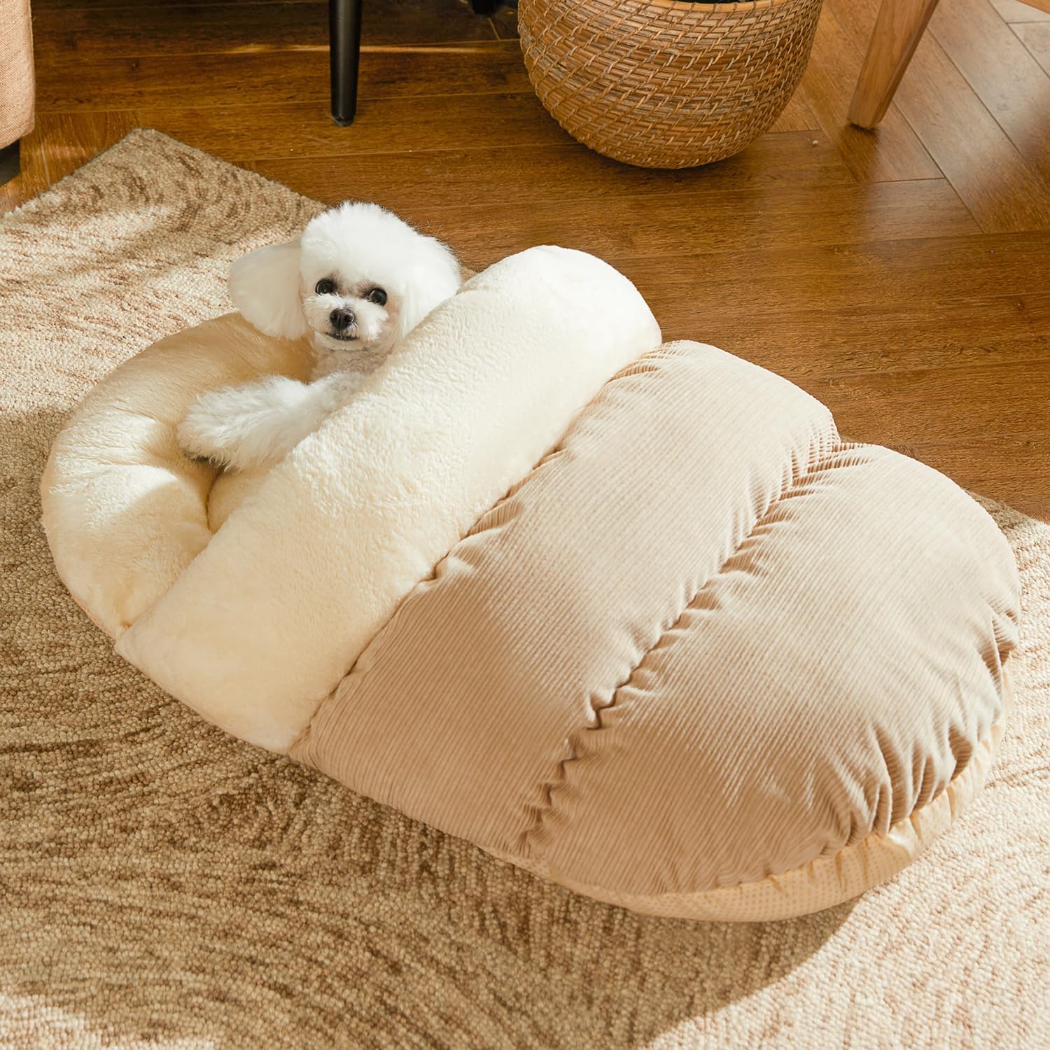 Bed For Dog And Cat, Pet Bed, Ultra Soft Cute Plush Slipper Cat Cave Bed, Anti Slip Warm Pet House Nest, Self Warming, Ideal For Indoor Use Fits Up To 25lbs (30"X22", L, Light Brown) Bed for Dog and Cat, Pet Bed, Ultra Soft Cute Plush Slipper Cat Cave Bed, Anti Slip Warm Pet House Nest, Self-Warming, Ideal for Indoor Use - Fits up to 25lbs (30"X22", L, Light Brown)