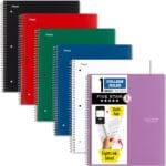 Five Star Spiral Notebook + Study App, 6 Pack, 1 Subject, College Ruled Paper, 8-1/2" x 11", 100 Sheets, Fights Ink Bleed, Water Resistant Cover, Assorted Colors (38052)