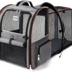 Lekebobor Large Cat Backpack Carrier Expandable Pet Carrier Backpack for Small Dogs Medium Cats Fit Up to 18 Lbs, Dog Backpack Carrier, Foldable Puppy Backpack Carrier for Travel, Hiking,Grey