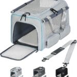 Cat, Dog Carrier for Pets up to 15 lbs, Soft-Sided Collapsible Pet Carrier with Upgraded Sturdy Base, Privacy Curtain and 2 Storage Bags, Cat Bag for Medium Cats and Small Dogs