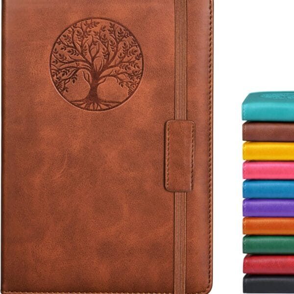 Lined Journal Notebook for Women Men,256 Pages A5 Hardcover Leather Journals for Writing,Travel,Business,Work & School,College Ruled Notebooks for Note Taking,Diary Notepad 5.7"8.3"(Brown)