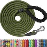 NTR Heavy Duty Dog Leash, 15FT Training Leash with Swivel Lockable Hook, Padded Handle and Highly Reflective Threads, Long Lead for Walking, Hunting, Camping, Backyard for Small Medium Large Dog