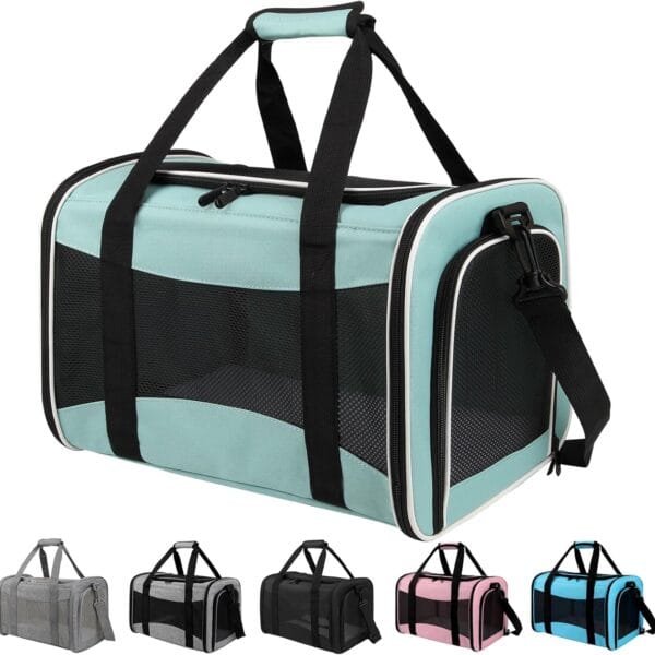 Cat Dog Carriers Soft-Sided, Pet Travel Carrier for Small Cats Dogs Under to15lbs, Soft-Solid Collapsible Carrier,(Medium,Green)