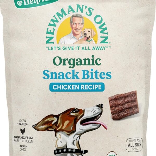 Newman's Own Organic Chicken Recipe Snack Bites for Dogs, 12 oz Bag