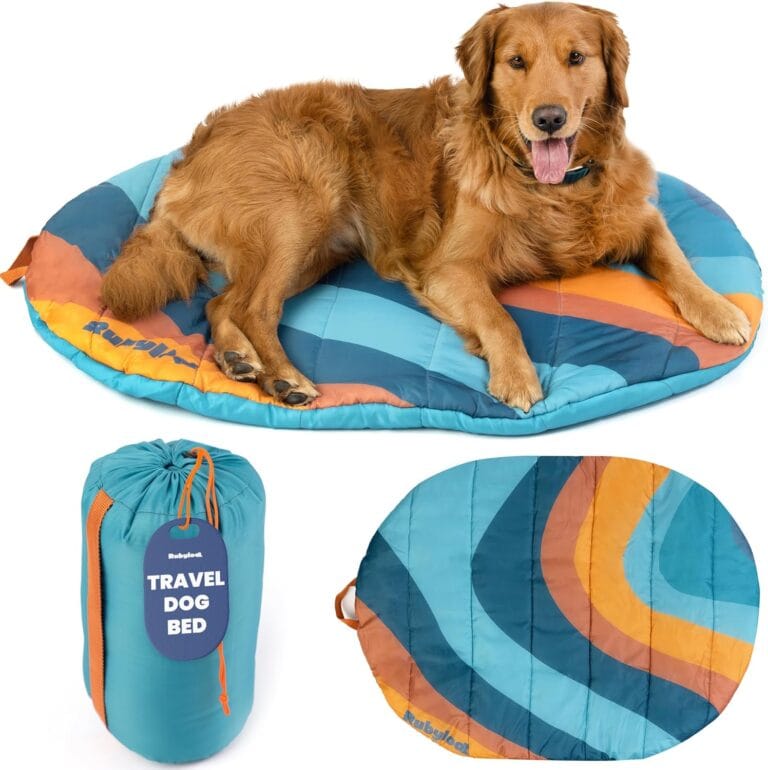 Travel Dog Bed (42" x 30")  Foldable, Packable Camping Dog Bed  Water Resistant, Cozy & Durable Mat with Soft Padding  Compact, Portable & Machine Washable  Large & Small Breeds - Teal