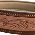 Padded Leather Dog Collar, Custom Handmade Hand Tooled with Genuine Real Leather, Large Brown