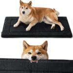 Bedsure Chew Proof Dog Bed Large Sized Dog Machine Washable Pet Crate Pad Durable Kennel Pad for Chewers, Black