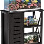 20-29 Gallon Fish Tank Stand, Aquarium Stand with Cabinet Accessories Storage, Heavy Duty Metal Frame, 31.49" L*15.74" W Tabletop, 330LBS Capacity, Black PG07YGB