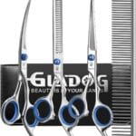 GLADOG Professional 5 in 1 Dog Grooming Scissors Set with Safety Round Tips, Sharp and Heavy-duty Pet Grooming Shears for Cats