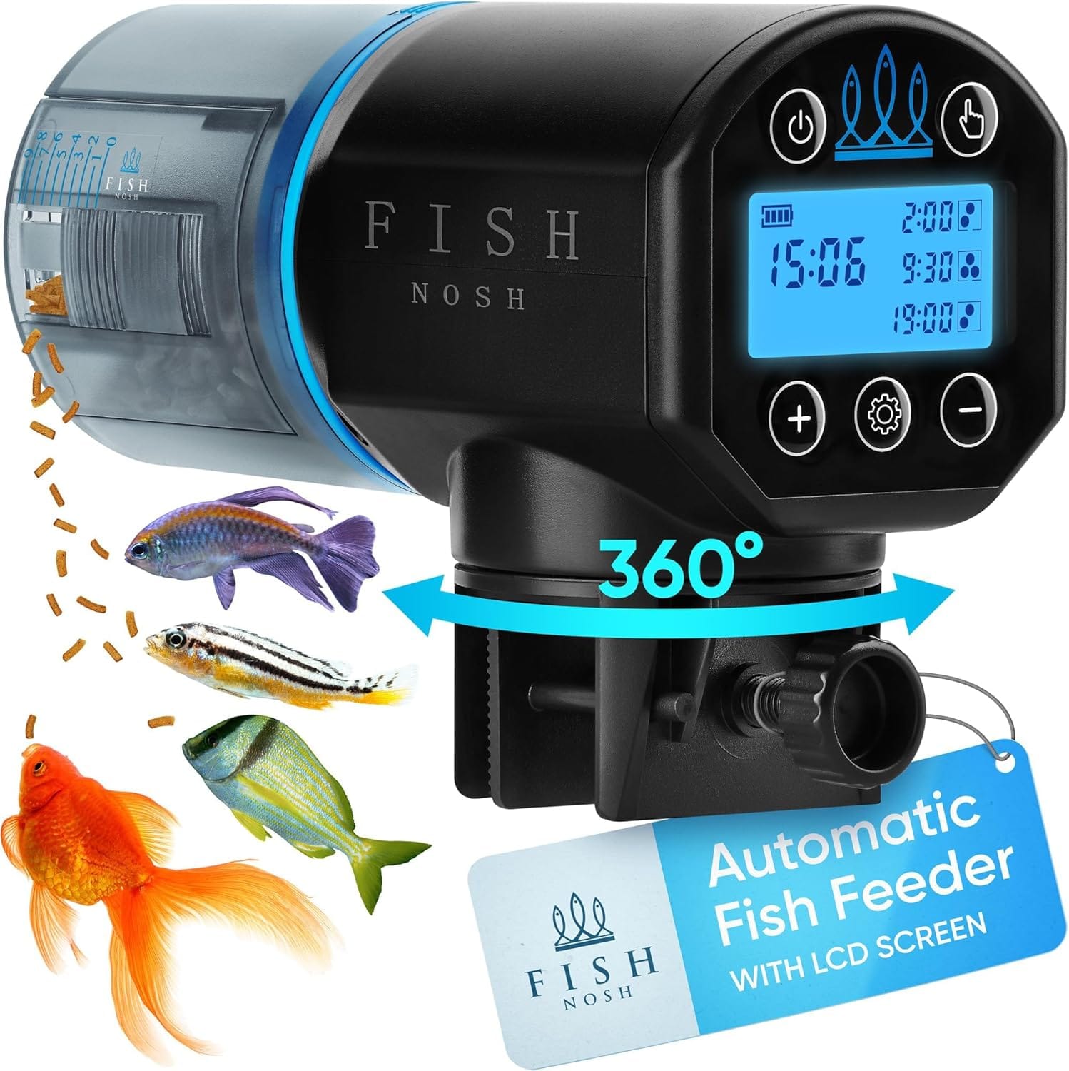 FISHNOSH Automatic Fish Feeder For Aquarium New Generation 2025, Auto Food Dispenser With Timer For Small Tank, Big Aquariums & Pond (Blue) FISHNOSH Automatic Fish Feeder for Aquarium - New Generation 2025, Auto Food Dispenser with Timer for Small Tank, Big Aquariums & Pond (Blue)