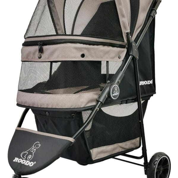 ROODO Escort 3 Wheel Dog Cat Pet Stroller for Small/Medium Dogs Cats Best Lightweight Foldable Portable Compact Jogger All Terrain Travel Pet Gear System Puppy Doggie Bunny Kitty Stroller(Grey)