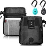 Dog Treat Pouch - 3 Ways to Wear Treat Pouches for Pet Training and 2 Pieces Clicker Taining for Dogs, Dog Training Treat Pouch Bag and Dog Clicker for Training with Waist Belt Shoulder Strap - Black