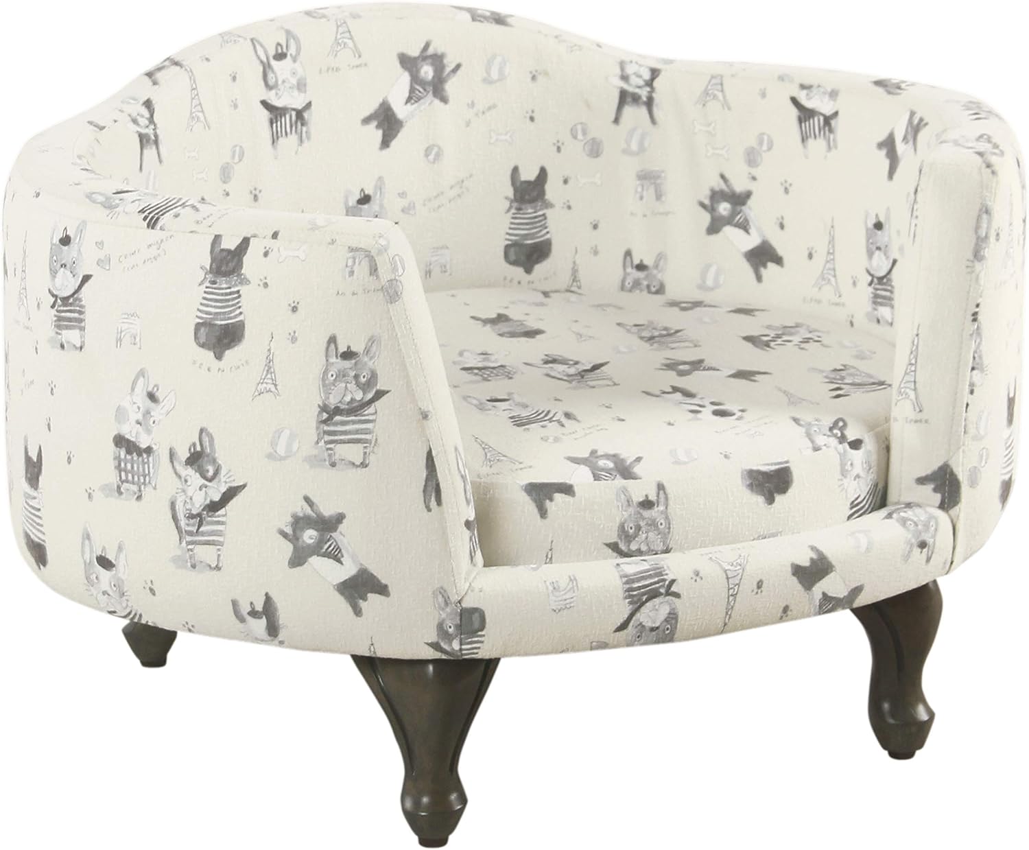 HomePop Home Decor | Upholstered Curved Pet Bed | Luxury Cat & Dog Beds & Furniture | Round Pet Bed Created With Stain Resistant Fabric, Cream And Gray, Medum HomePop Home Decor | Upholstered Curved Pet Bed | Luxury Cat & Dog Beds & Furniture | Round Pet Bed Created with Stain Resistant Fabric, Cream and Gray, Medum