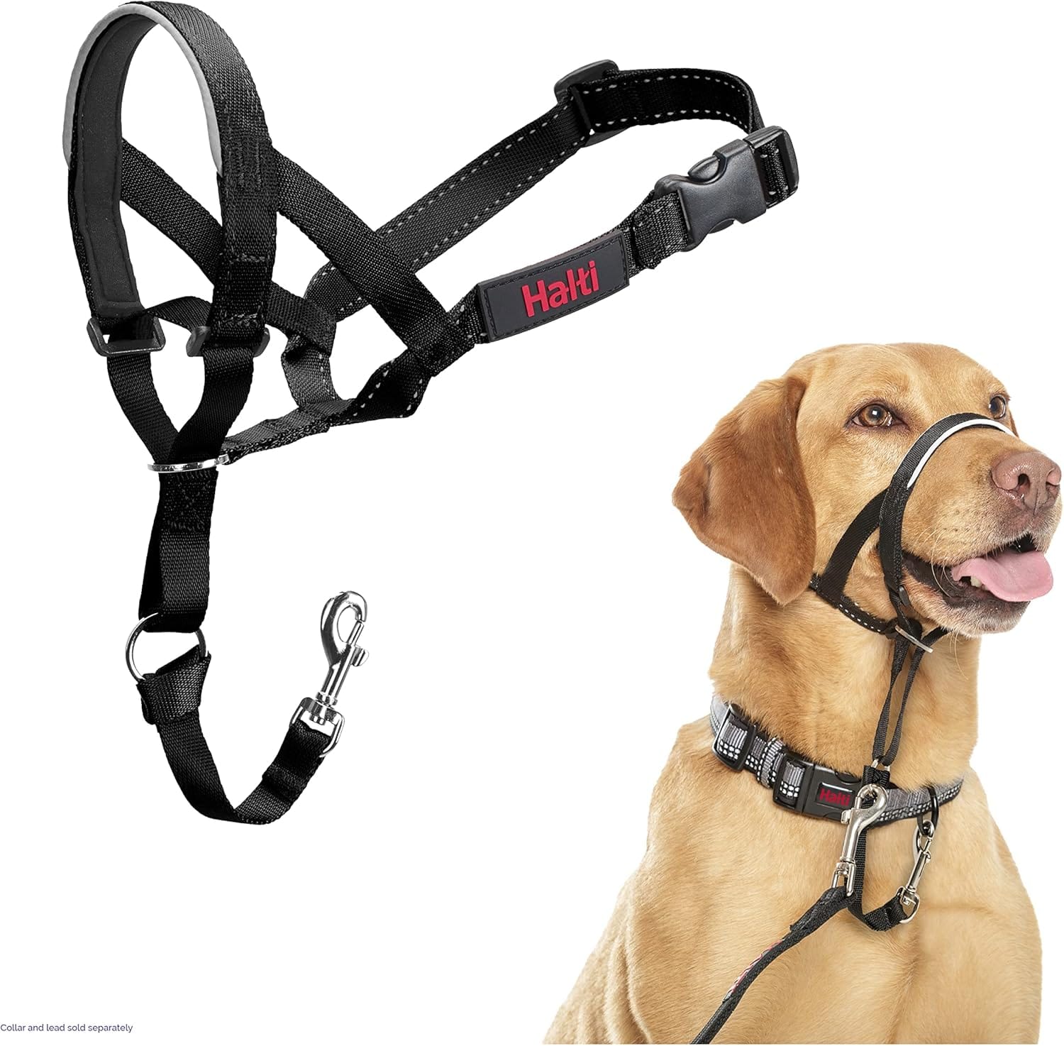 HALTI Headcollar To Stop Your Dog Pulling On The Leash. Adjustable, Reflective And Lightweight, With Padded Nose Band. Dog Training Anti Pull Collar For Medium Dogs (Size 3, Black) HALTI Headcollar - To Stop Your Dog Pulling on the Leash. Adjustable, Reflective and Lightweight, with Padded Nose Band. Dog Training Anti-Pull Collar for Medium Dogs (Size 3, Black)