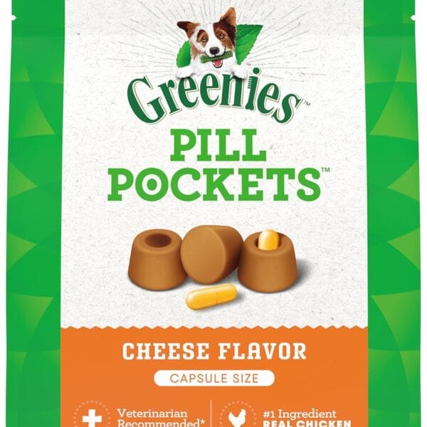 Greenies Pill Pockets for Dogs Large Size, Soft Dog Treats, Cheese Flavor, 15.8 oz. Pouch (60 Treats)