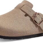 KIDMI Unisex Vegan Suede Clogs Leather Mules Womens Mens Cork Footbed Potato Shoes with Arch Support