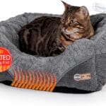 K&H Pet Products Thermo-Pet Lounge Sleeper Indoor Heated Pet Bed for Cats & Dogs, Bolstered Warm Calming Pillow Bed, Waterproof Heated Pad, Machine Washable, Safety Listed - Small 20.5 X 19.5in