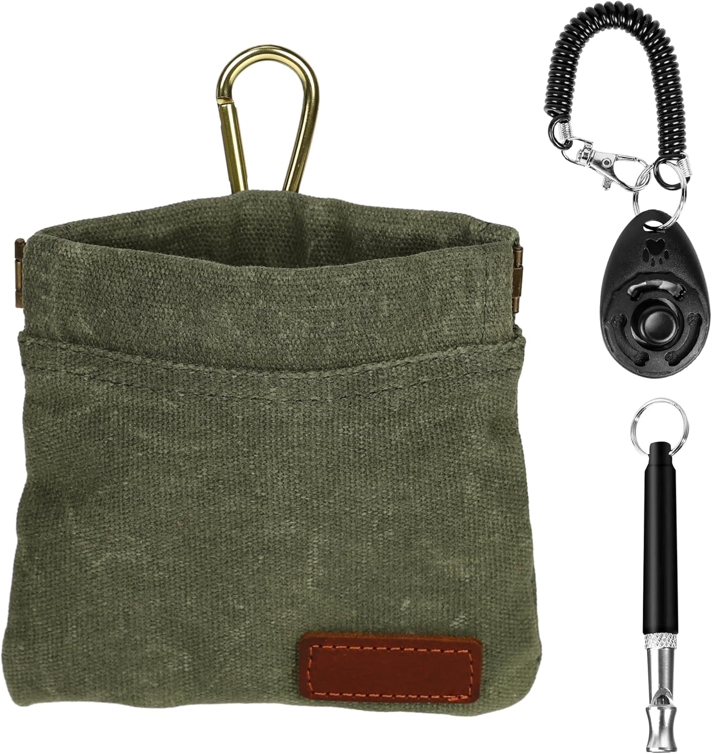 Dog Treat Pouch Training Kit For Keychain, Small Puppy Treat Bag With Clip For Leash On The Go, Hands Free Auto Closure Pouches With Dog Clicker And Silent Whistle For Pet Training Dog Treat Pouch Training Kit for Keychain, Small Puppy Treat Bag with Clip for Leash on The go, Hands Free Auto Closure Pouches with Dog Clicker and Silent Whistle for Pet Training